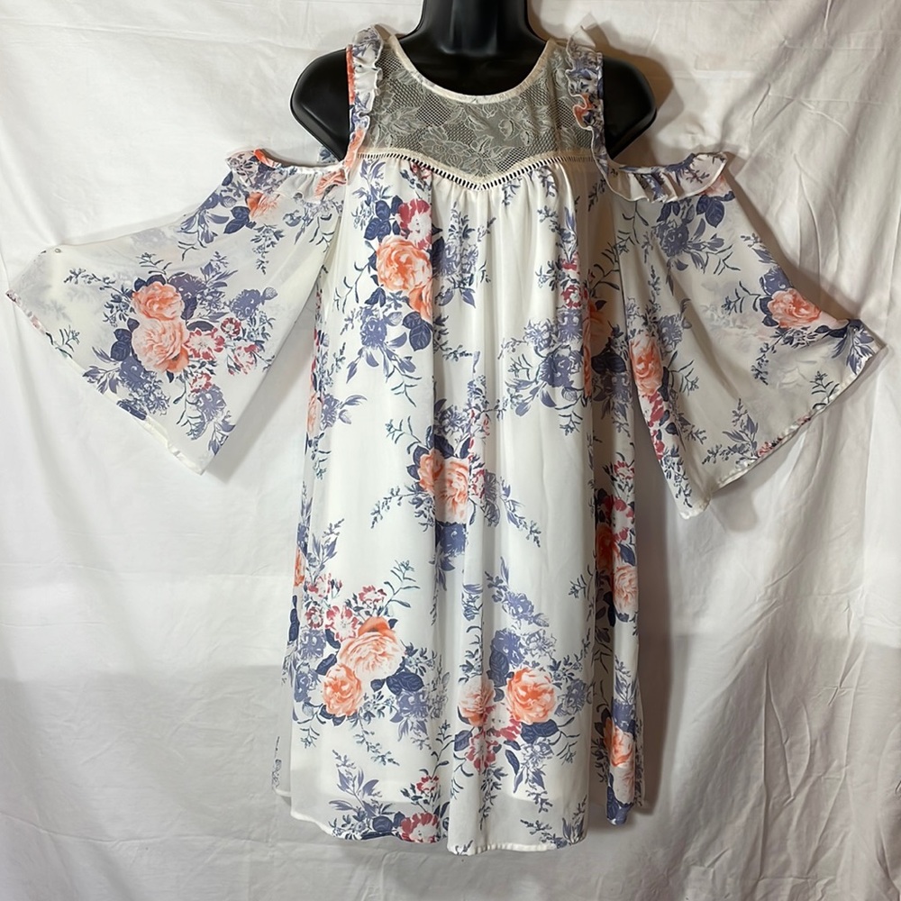 Large Heart & Soul Floral Cold Shoulder Sleeve Dress